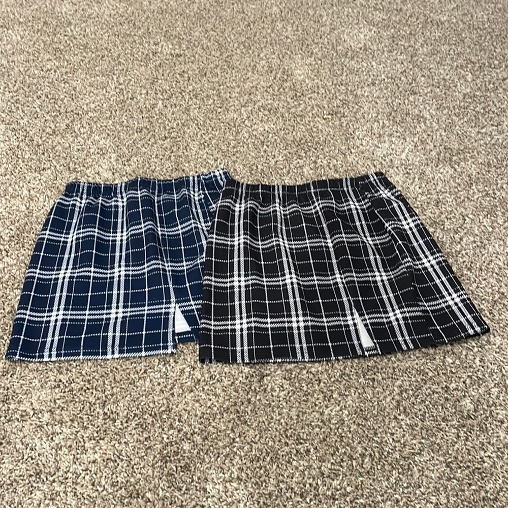 Plaid mini skirts